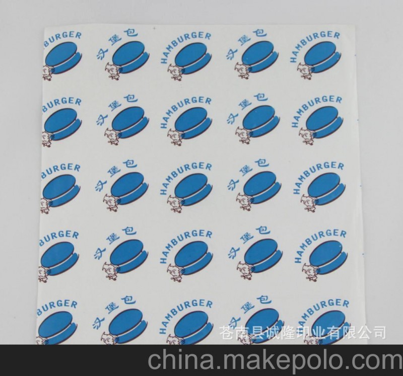 守合同，重信用 汉堡纸通用防油淋膜纸 2色印刷28克淋膜纸