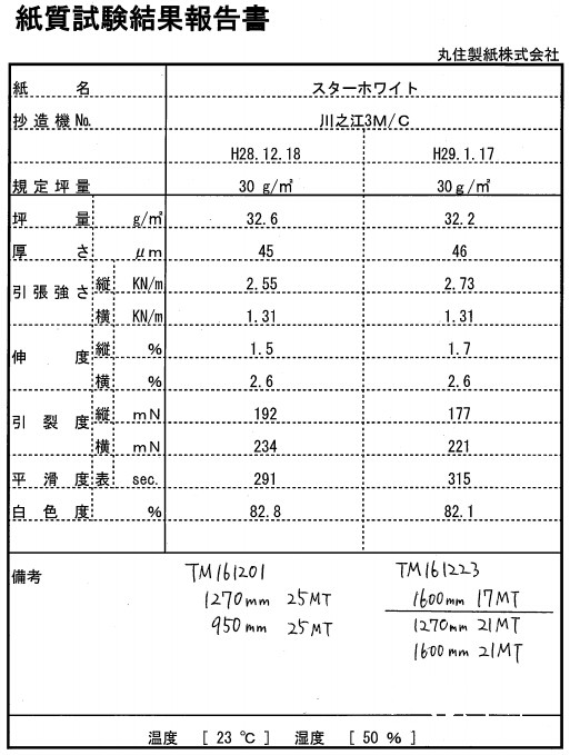 纸质试验报告书