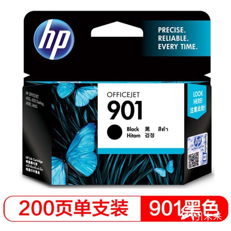 惠普（Hp）CC653AA 901 黑色墨盒 适用于 HP Officejet J4580,J4660 HP Officejet 4500标准版,4500全能版 可打印量200页