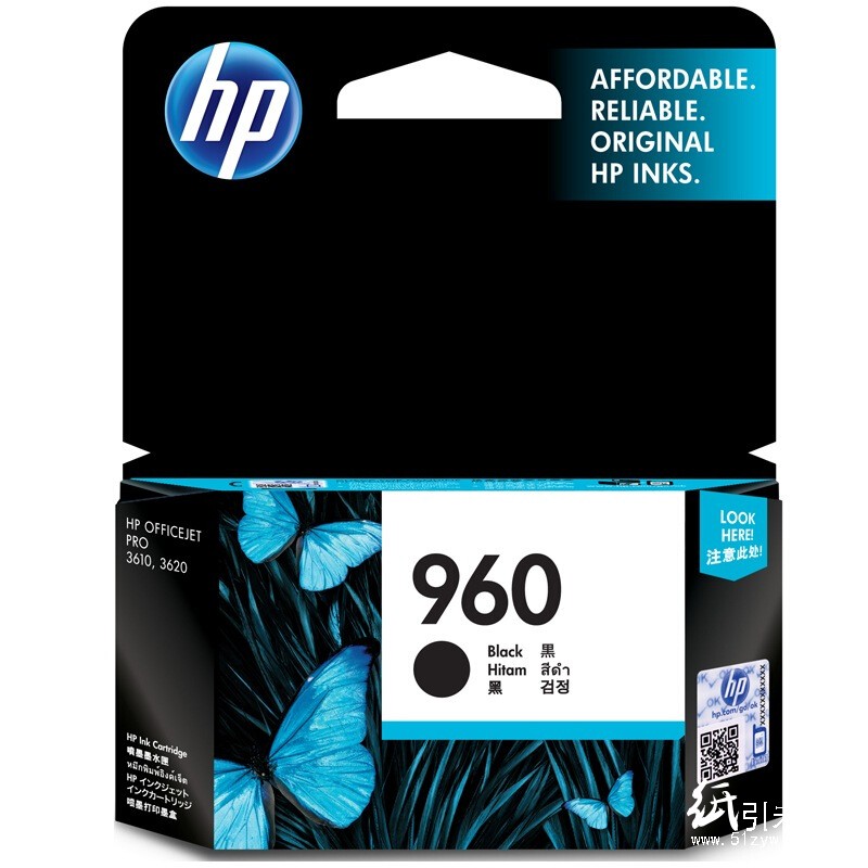 惠普（Hp）CZ665AA 960 黑色墨盒 10.5ML 适用HP Officejet Pro 3610 3620 打印量700页