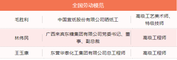 <a href='http://www.51zywl.com/'>造纸</a>圈这些人荣获全国劳动模范和先进工作者