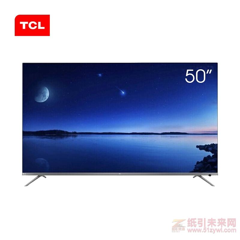 TCL 50P8 50英寸4K超高清液晶电视机 支持有线/无线网络连接 3840*2160分辨率 LED显示屏 三级能效 一年保修 黑色 配底座