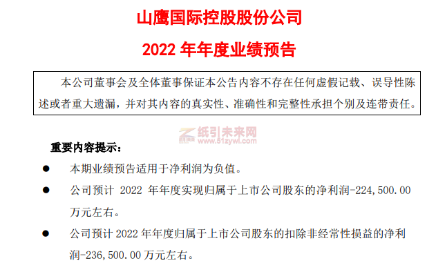 山鹰纸业 2022年业绩报告 纸引未来网